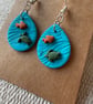 Fish and turtle polymer clay droplet earrings - Image 2