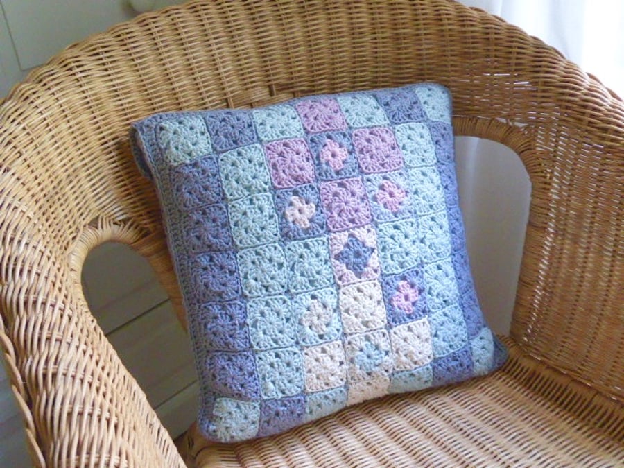 Crochet cushion cover, organic cotton cushion cover, removable cover