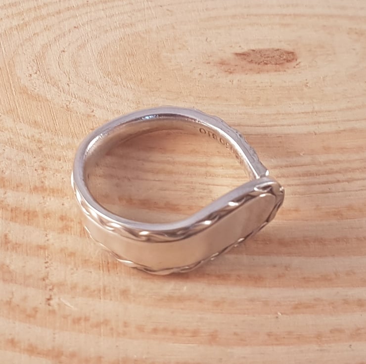 Silver Plated Upcycled Ribbon Spoon Handle Ring... - Folksy