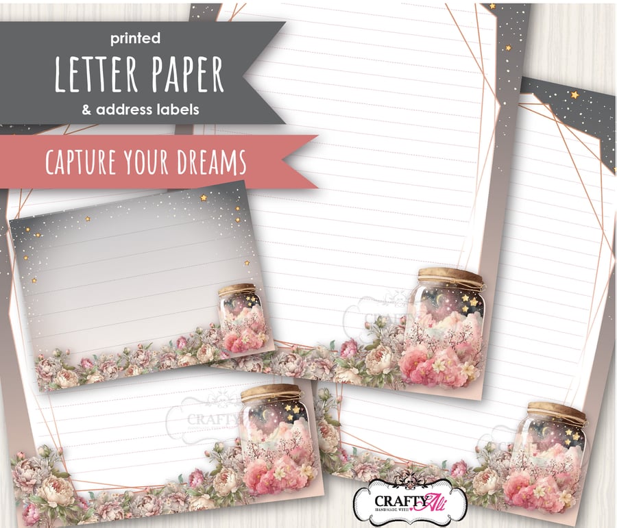 Letter Writing Paper Capture Your Dreams, with self adhesive address labels