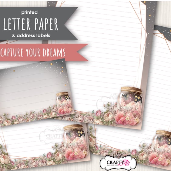 Letter Writing Paper Capture Your Dreams, with self adhesive address labels