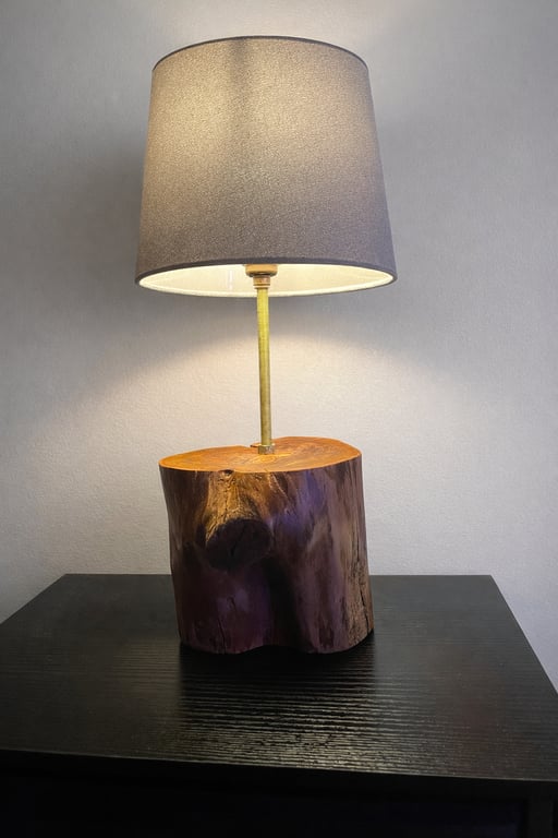 Rustic Solid Wood Log Lamp – Handmade Natural Timber Table Lamp – Unique Piece