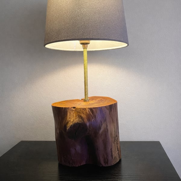 Rustic Solid Wood Log Lamp – Handmade Natural Timber Table Lamp – Unique Piece