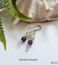 Dainty Zambian Amethyst & Prehnite Sterling Silver Earrings - Image 1