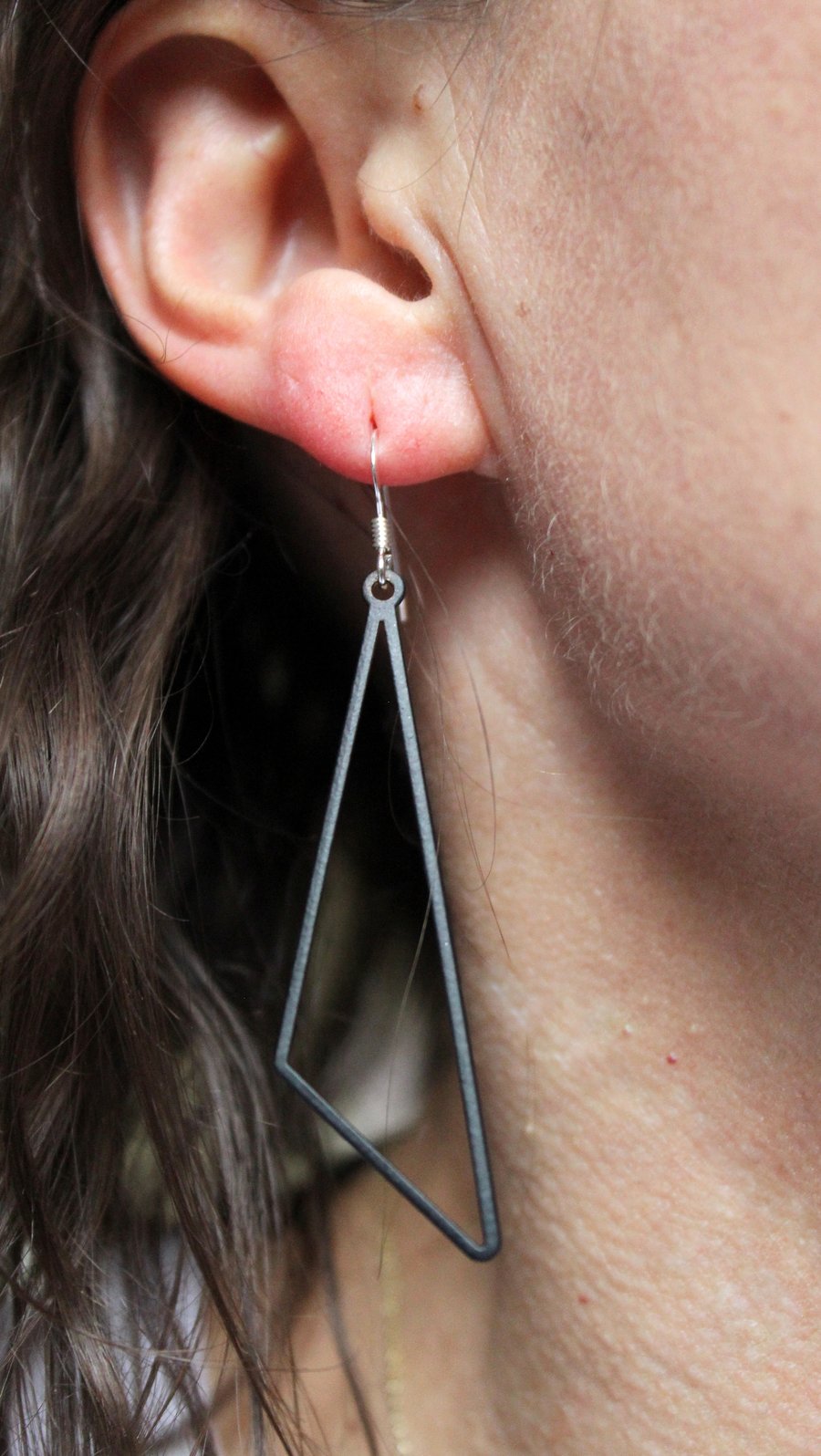 Black plated triangle earrings