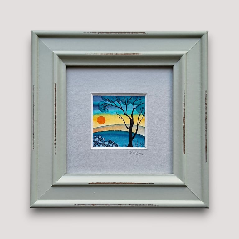 Tiny Framed Original Painting 