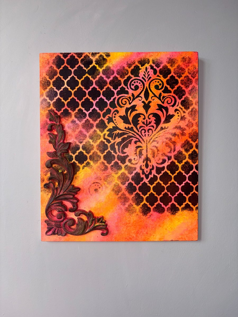 Incandescent Verve - Brightly coloured matte painting on wood board