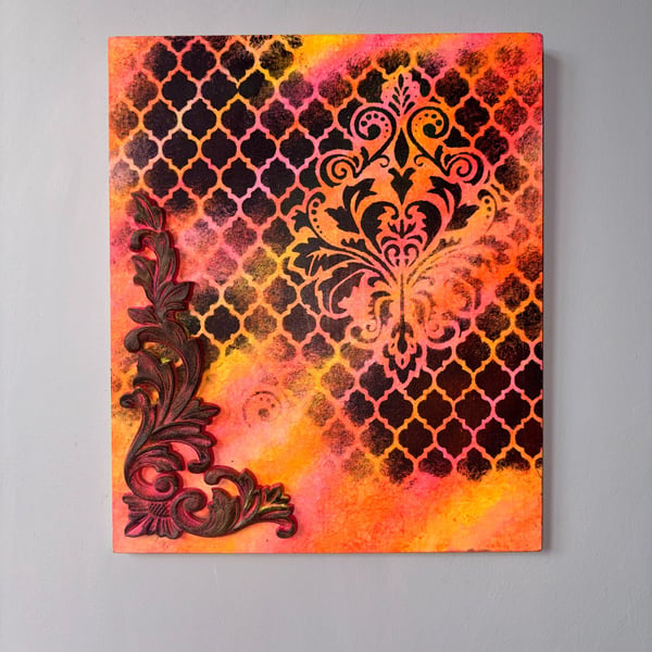 Incandescent Verve - Brightly coloured matte painting on wood board