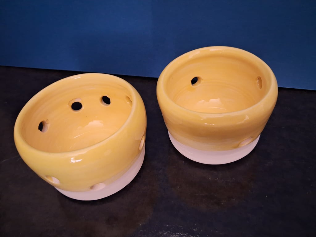 Two unique ceramic handmade tea light holders