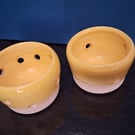 Two unique ceramic handmade tea light holders
