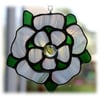 Yorkshire Rose Suncatcher Stained Glass white Handmade 