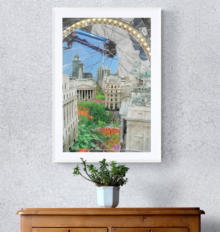 'The Big Spoke' print of handmade collage