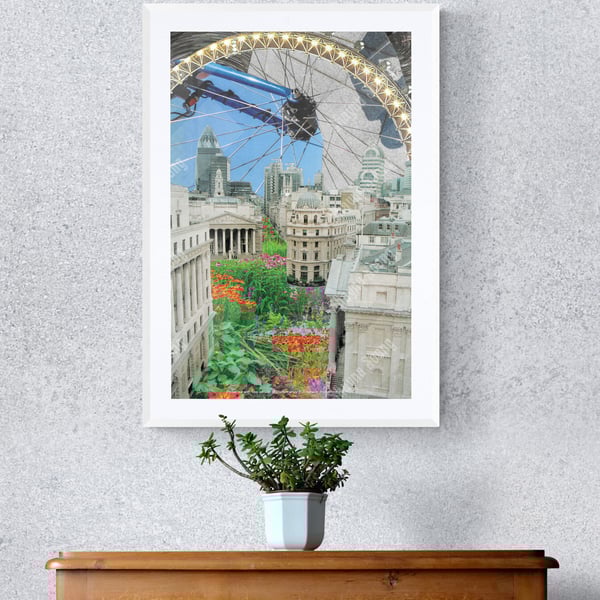 'The Big Spoke' print of handmade collage