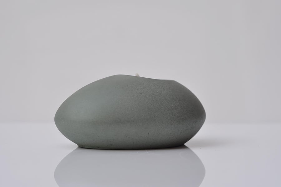 Concrete Tealight Holder Grey Green Pebble Candle Holder Handmade New House Gift