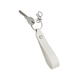 White Vegan Friendly Faux Leather Lanyard Keyring - Free Postage