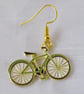 Single Novelty Cycle Earring Green and Gold - Image 3