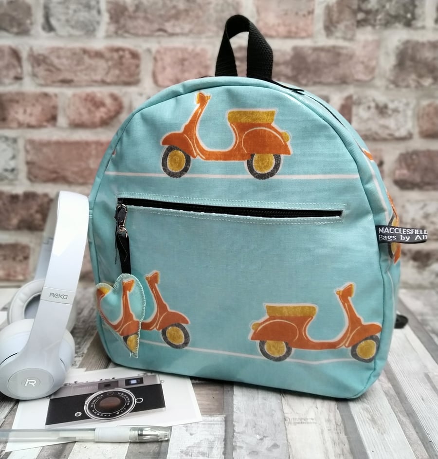 Handmade Oilcloth Scooter small back-pack 