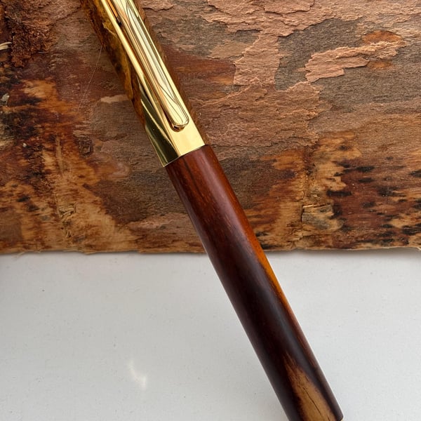 Hexa Fountain Pen - Hand Turned From Cocobolo Exotic Hardwood - Modern Design