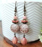 Pink Czech Glass Boho Flower Earrings  - Image 2
