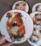 Set of 6 Wooden Coasters, Guinea Pig Decoupage Art, Drinks Mats with Holder