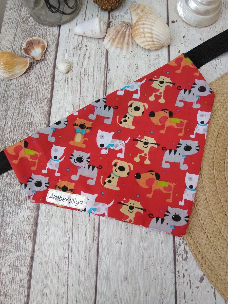 Dog Bandana over the collar Dog Design Red