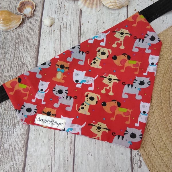 Dog Bandana over the collar Dog Design Red