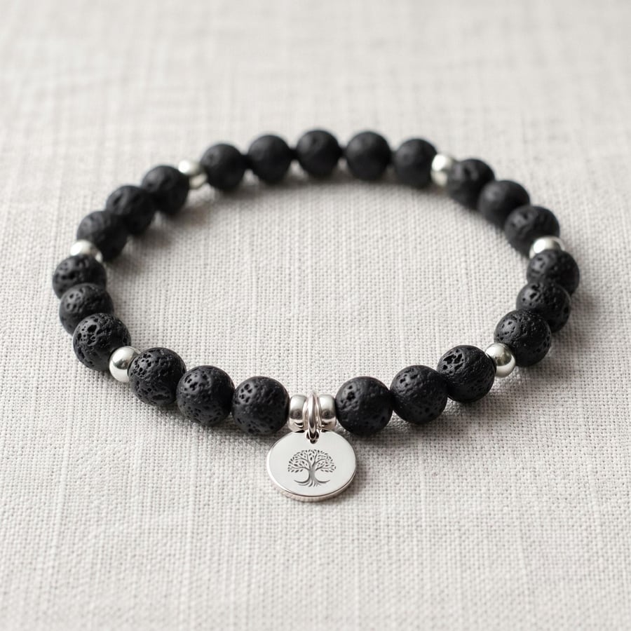 Lava Rock Diffuser Crystal Bracelet, Aromatherapy, Personalised Gift