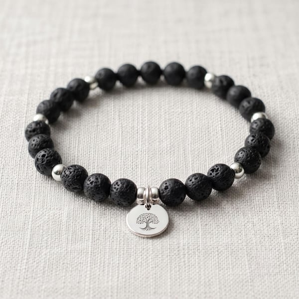 Lava Rock Diffuser Crystal Bracelet, Aromatherapy, Personalised Gift