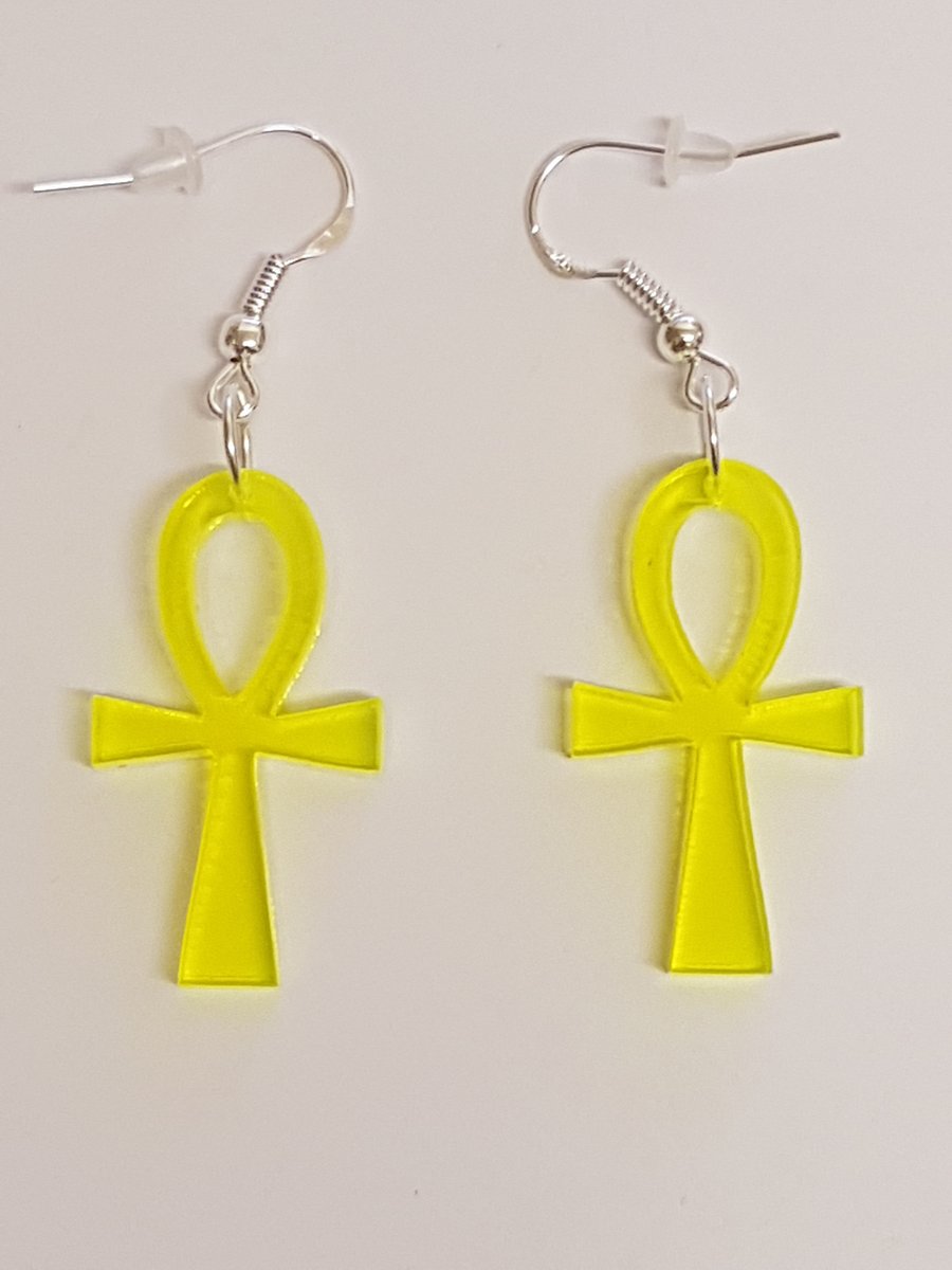 Ankh Cross Earrings - Acrylic