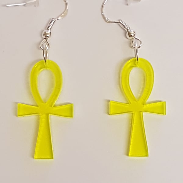 Ankh Cross Earrings - Acrylic