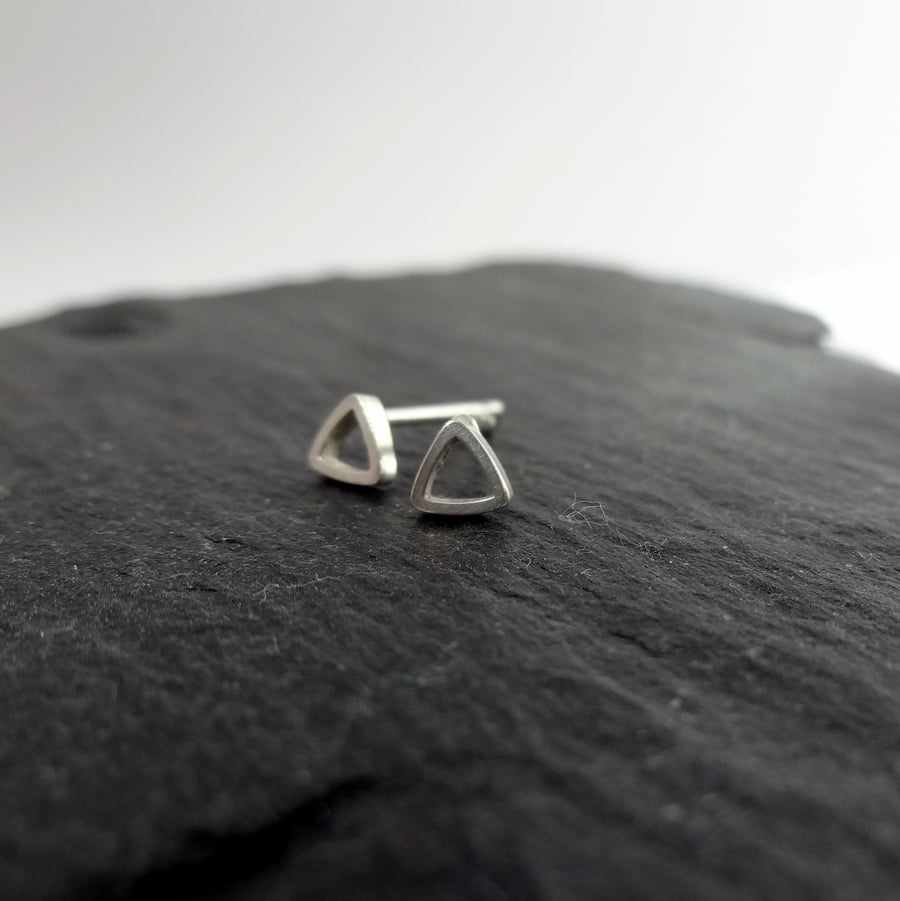 Tiny Triangle Stud Earrings in Sterling Silver