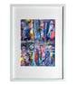 'Fantasy Rocks' Original A4 Framed Painting - Image 1