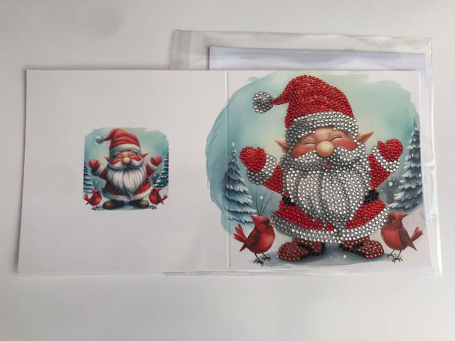Christmas card with diamond art Elf 2