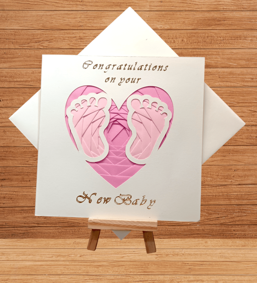 Special New baby girl iris fold card