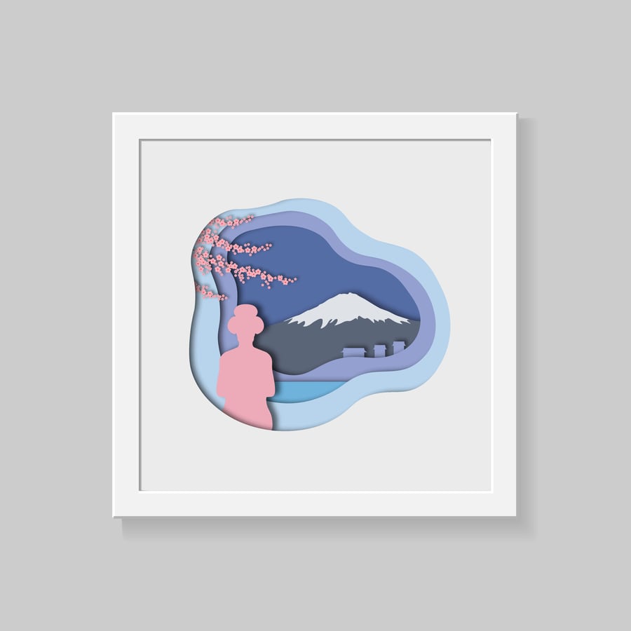 Japanese themed Wall Art Print, Fujijama wall print,Fujijama wall decor