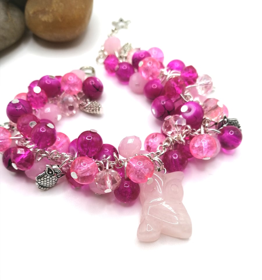 Rose Quartz Owl Bracelet