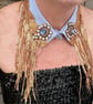 Sky Blue & Gold Vintage Crystal Detachable Collar -Sequinned Festival Accessory  - Image 4
