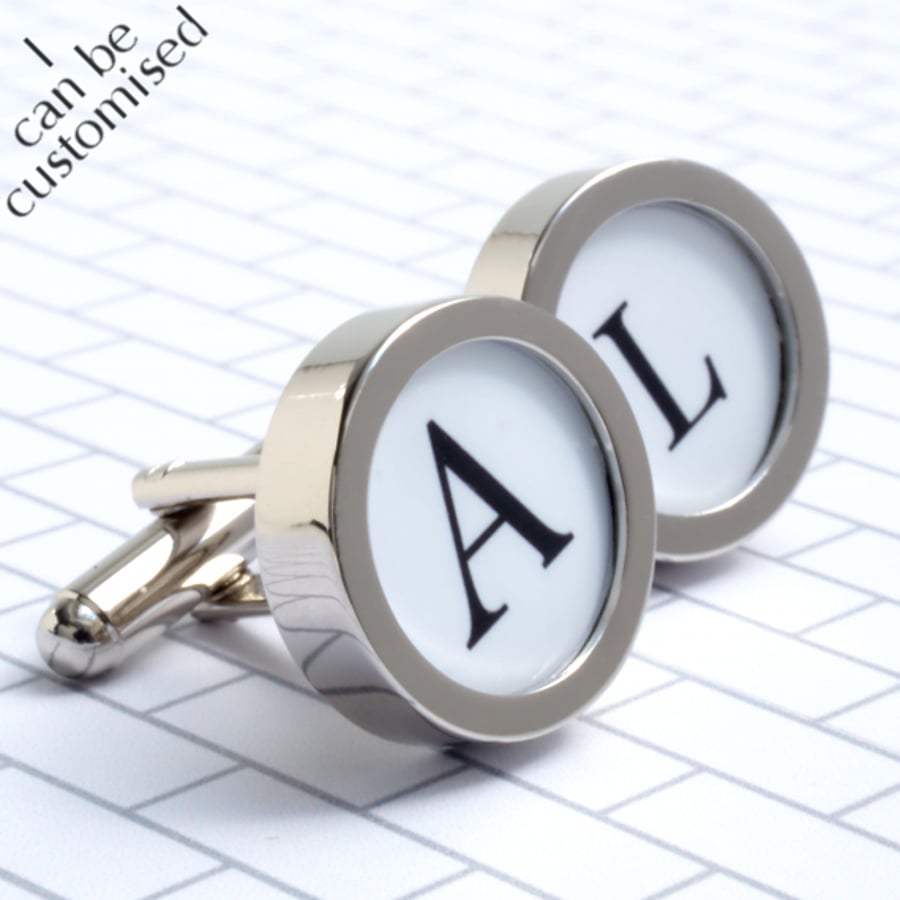 Initial Cufflinks Personalised Elegant Monogram Cufflinks Your Choice of Colour
