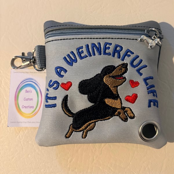 Its a Weinerful Life -  Embroidered Poo bag dispenser. 
