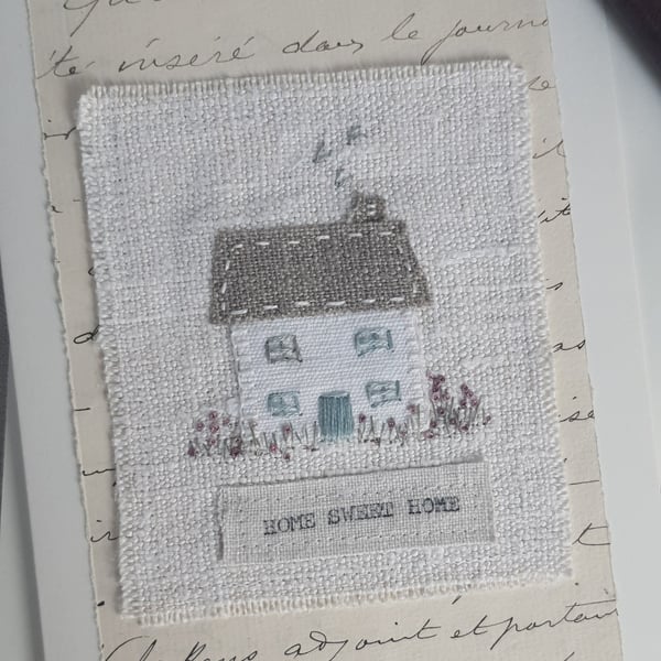 Hand embroidered blank greetings card
