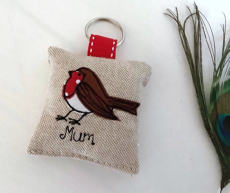 Robin Personalised Keyring with Optional Lavender Scent - stocking filler