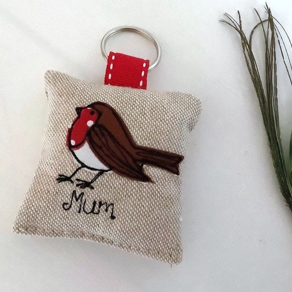 Robin Personalised Keyring with Optional Lavender Scent - stocking filler