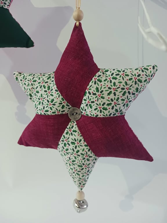 Patchwork Star Hanging Christmas Decoration