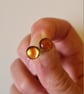 Sparkly golden fused glass stud earrings - Image 6
