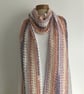  SCARF, neckwarmer. 'Coast Path'  Soft , lightweight alpaca blend . Cream, pink. - Image 2