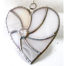 White Swirl Heart Stained Glass Suncatcher 098