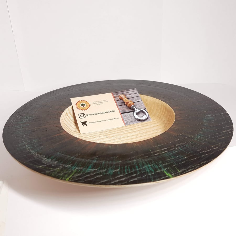 Painted Ash Large Platter or Dish - Stunning Colours with central bowl