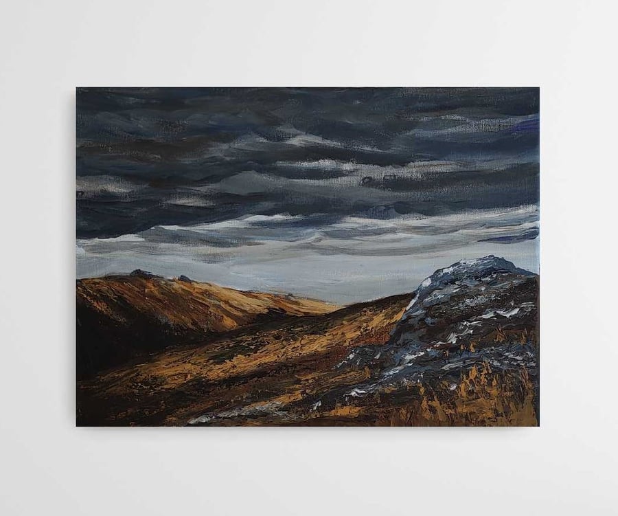 Moorlands Autumn, original landscape painting of October colours on the moors