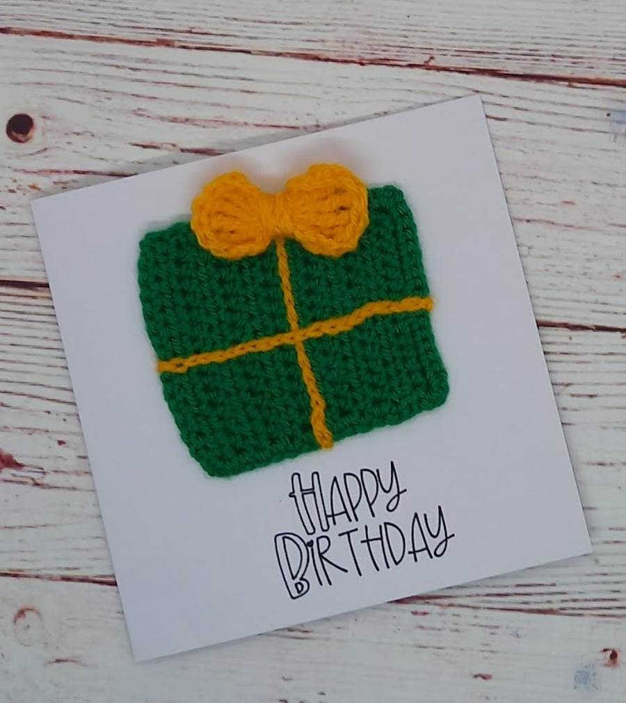 Handmade Crocheted Gift Birthday Card