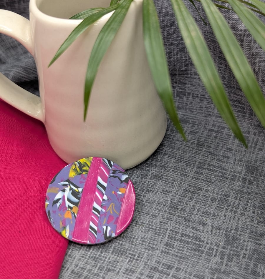 Vibrant polymer clay brooch 